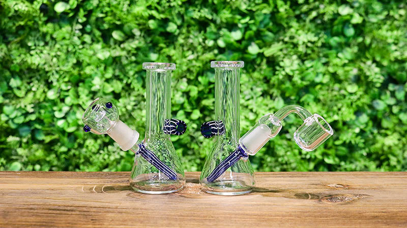 Ultra Mini Dab Rig w/ Blue Candy Accents - Elevated Stash